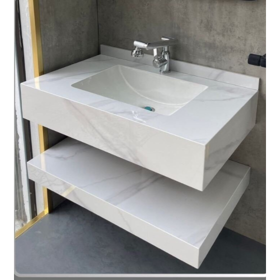 Bàn đá 2 tầng trắng tv