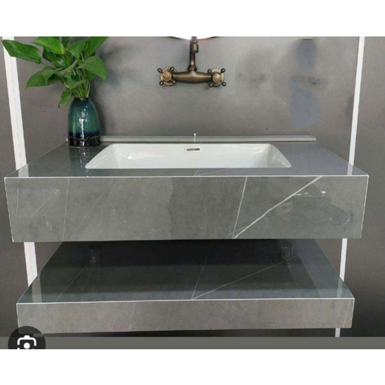 bàn đá 2 tầng xám