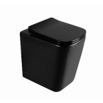 Bồn cầu bệt treo tường vuông đen