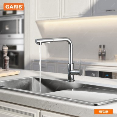 Vòi nước rửa chén cao cấp GF2M nóng lạnh, có dây rút