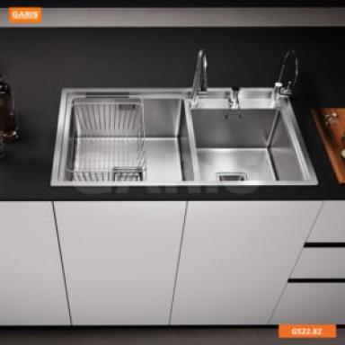 Bồn rửa chén 2 hố lệch thoát tròn GST2282