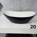 lavabo thuyền đen trắng