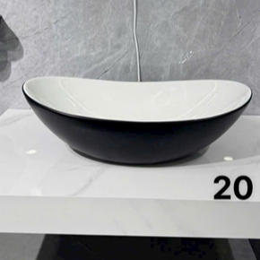 lavabo thuyền đen trắng